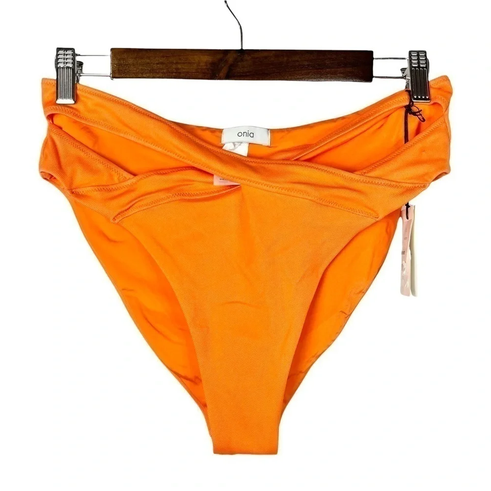 NEW Onia Orange Cross‎ Strap Isla Bikini Bottoms L $95